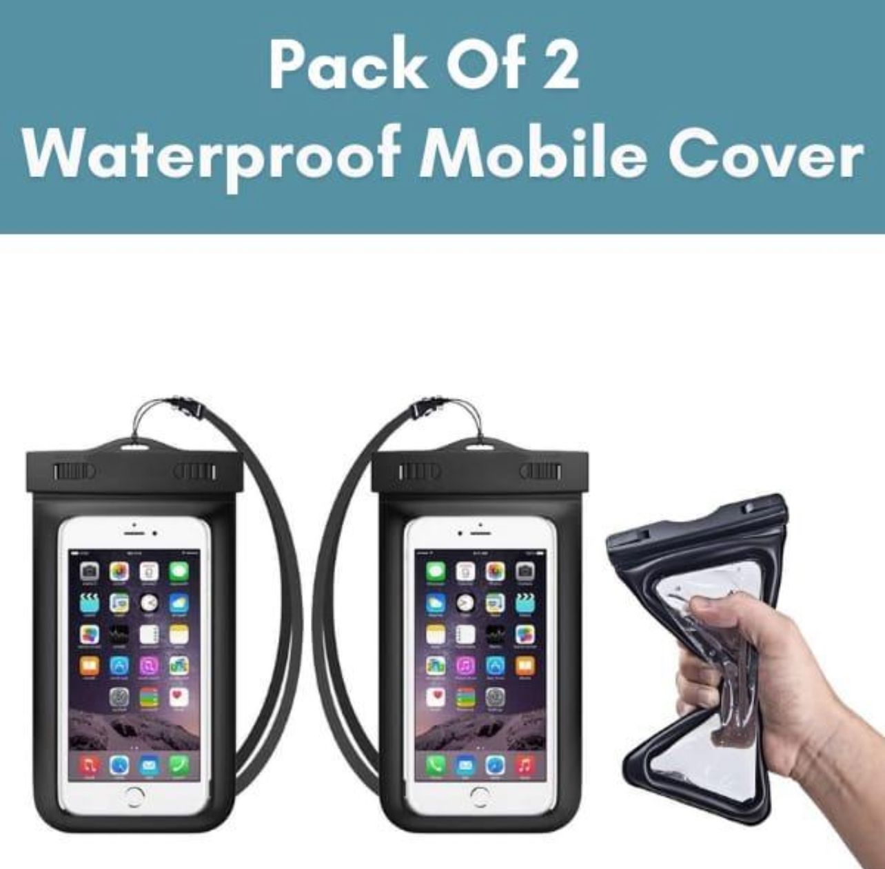 2 pcs 😍 , Water proof Transparent Mobile cover for Safety And Swimming Pool