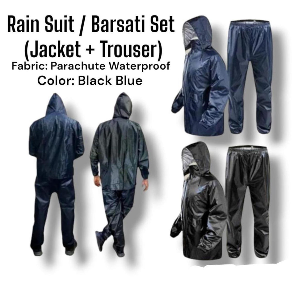 2 Pcs Adjustable Waterproof Rain Coat For Men